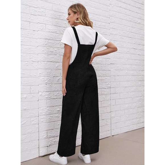 Maternity Patched Pocket Corduroy Overall Jumpsuit black - Picture 2 of 5